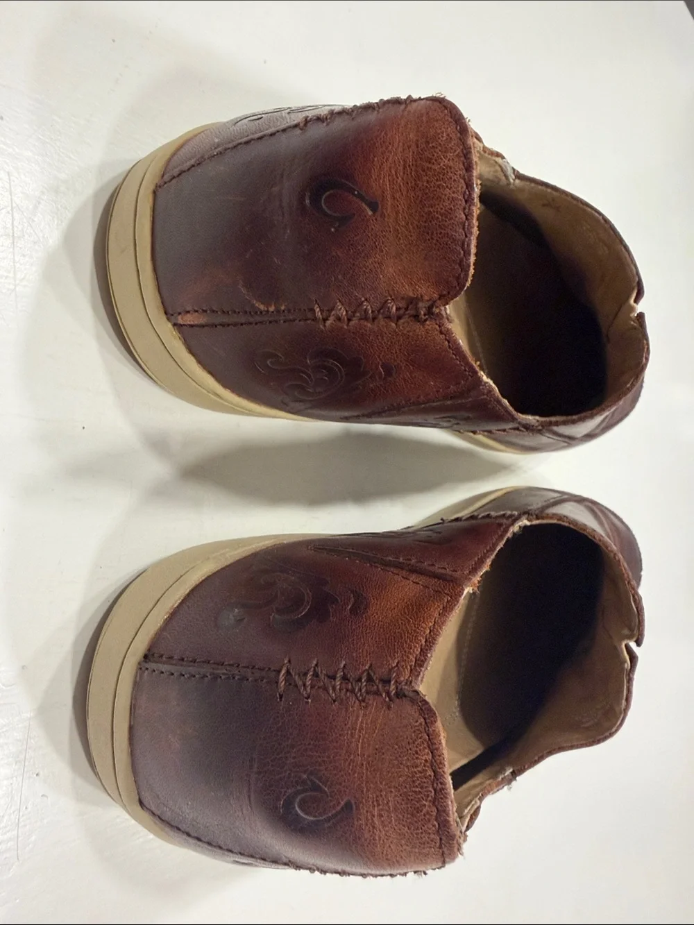OluKai Kama Aina Men's Dark Brown Leather Slip-On Loafers